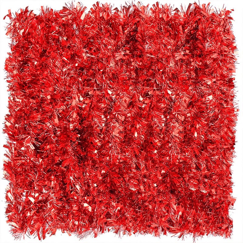Yumatouch 32.8 Feet Red Christmas Tinsel Garland, Metallic Shiny Party Tinsel Garlands, Twist Hanging Decorations for Christmas Tree, Wedding, Birthday Party Supplies - Image 2